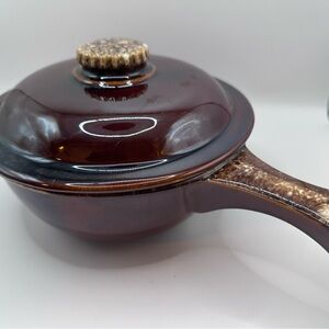 Vintage Hull Oven Proof Brown Drip Handled Soup Crock Bowl USA